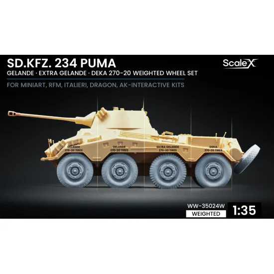 Scalex Ww-35024w 1/35 Sd Kfz 234 Puma V2 V2 V1 V3 Weighted Wheel Set For Dragon Miniart Rfm Italeri Ak Interactive