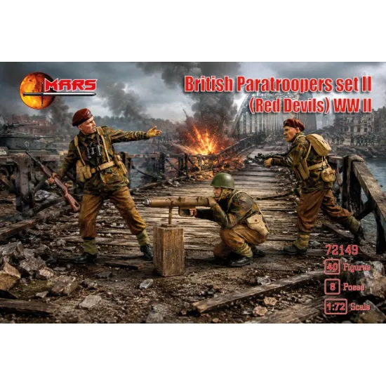 Mars Figures 72149 1/72 British Paratroopers Set Ii Red Devils Ww Ii 40 Figures 8 Poses
