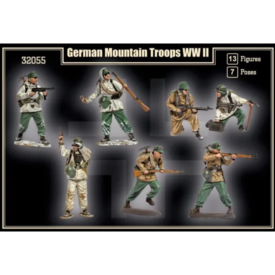 Mars Figures 32055 1/32 German Mountain Troops Ww Ii 13 Figures 7 Poses