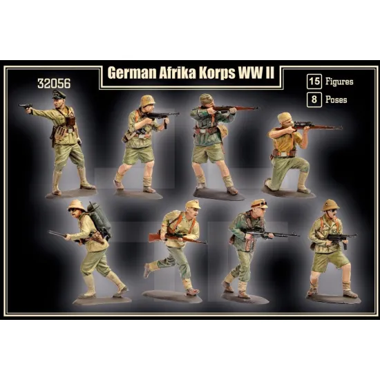 Mars Figures 32056 1/32 German Afrika Korps Wwii 15 Figures 8 Poses
