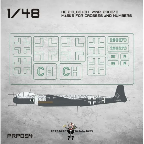 77propeller Prp094 1/48 He 219 G9 Ch Wnr 290070 Masks For Crosses And Numbers