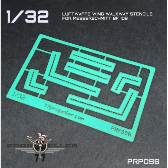 77propeller Prp098 1/32 Luftwaffe Wing Walkway Stencils For Messerschmitt Bf 109