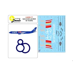 Lima November Decals 200-77 1/200 Sas Airbus A330 Ln-rkr In The New 80 Year Scheme