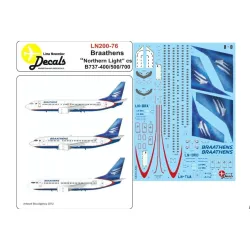 Lima November Decals 200-76 1/200 Braathens B737-400/500 And 700 In The Northern Light Scheme