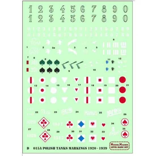 Model Maker D35015 1/35 Decal For Polish Tanks Markings 1920 - 1939