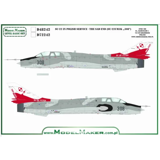 Model Maker D48242 1/48 Decal For Su-22 In Polish Service - The Sad End Su-22um3k 308