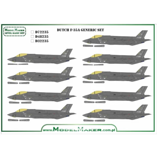 Model Maker D48235 1/48 Decal For Dutch F-35a - Generic Set