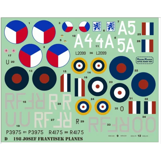 Model Maker D72198 1/72 Decal For Frantisek Planes