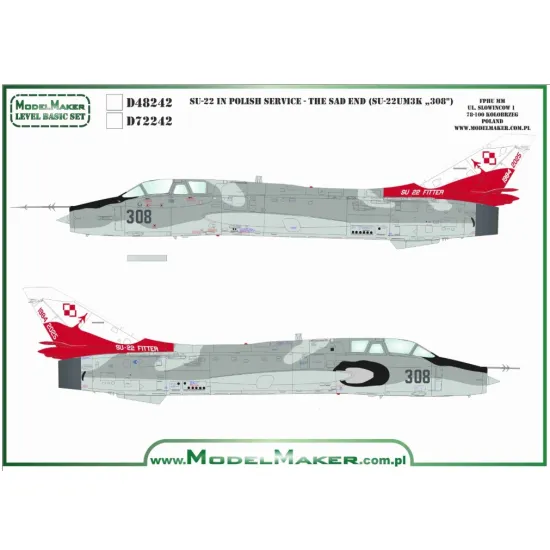 Model Maker D72242 1/72 Decal For Su-22 In Polish Service - The Sad End Su-22um3k 308