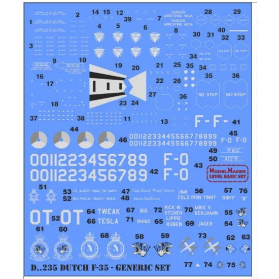 Model Maker D72235 1/72 Decal For Dutch F-35a - Generic Set