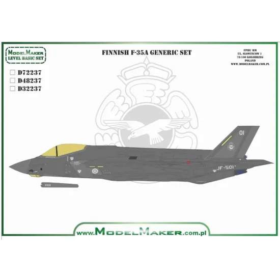 Model Maker D72237 1/72 Decal For Finnish F-35a - Generic Set