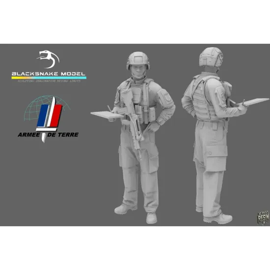 Black Snake Fr-06-16 1/16 French Soldier Firing Leader Resin Figure Kit