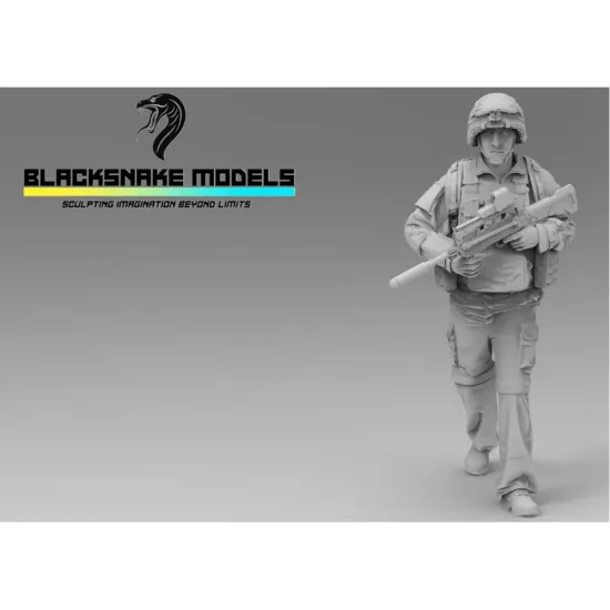 Black Snake Fr-15-16 1/16 French Soldier On Patrol In Afghanistan Resin Figure Kit
