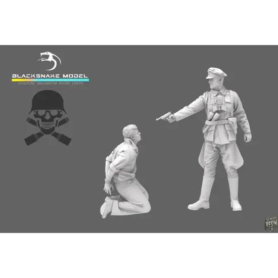 Black Snake Waffen-08-09-16 1/16 German Waffen Soldier Execution Set Resin Figure