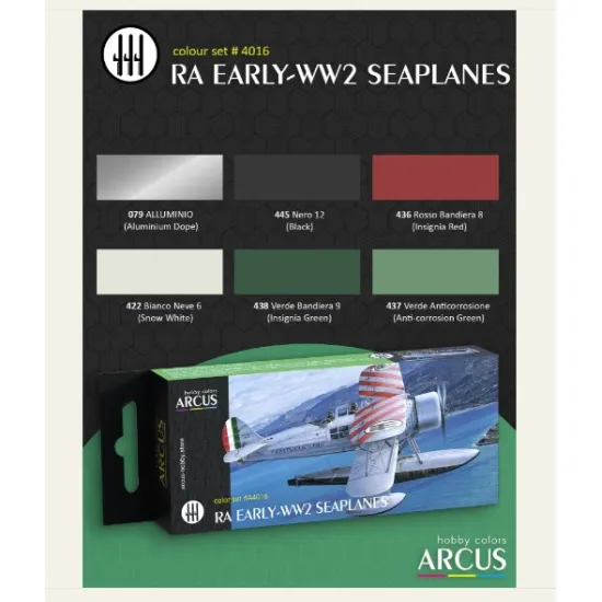 Arcus A4016 Acrylic Paint Set Ra Early-ww2 Seaplanes 6colors In Set 10ml