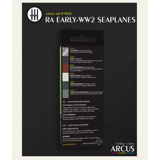 Arcus A4016 Acrylic Paint Set Ra Early-ww2 Seaplanes 6colors In Set 10ml