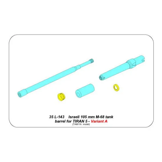 Israeli 105mm M-68 tank barrel for TIRAN 5 (variant A), for Tamiya 1/35 Aber 35-L143