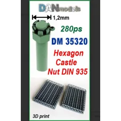 Dan Models 35320 Castle Nut M16 Dstu 5918 1/2 Mm Set Of 280 Pcs 3d Printed Not To Scale Hexagon Castle Nut Din 935