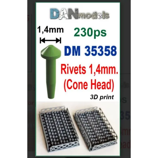 Dan Models 35358 Spherical Rivets Beveled 1/4 Mm Set Of 230 Pcs 3d Printed Not To Scale