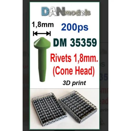 Dan Models 35359 Spherical Rivets Beveled 1/8 Mm Set Of 200 Pcs 3d Printed Not To Scale