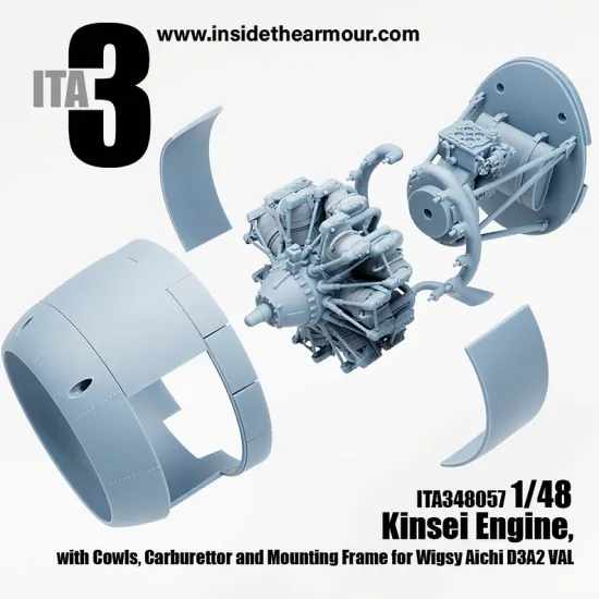 Inside The Armor Ita348057 1/48 Kinsei Engine For Wingsy Kits Val, Cowls, Carburettor, Exhaust And Engine Mount