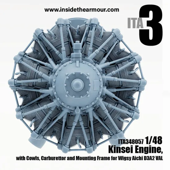 Inside The Armor Ita348057 1/48 Kinsei Engine For Wingsy Kits Val, Cowls, Carburettor, Exhaust And Engine Mount