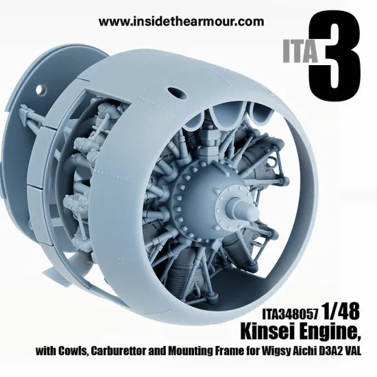 Inside The Armor Ita348057 1/48 Kinsei Engine For Wingsy Kits Val, Cowls, Carburettor, Exhaust And Engine Mount