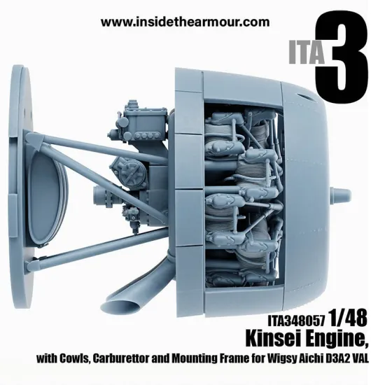 Inside The Armor Ita348057 1/48 Kinsei Engine For Wingsy Kits Val, Cowls, Carburettor, Exhaust And Engine Mount