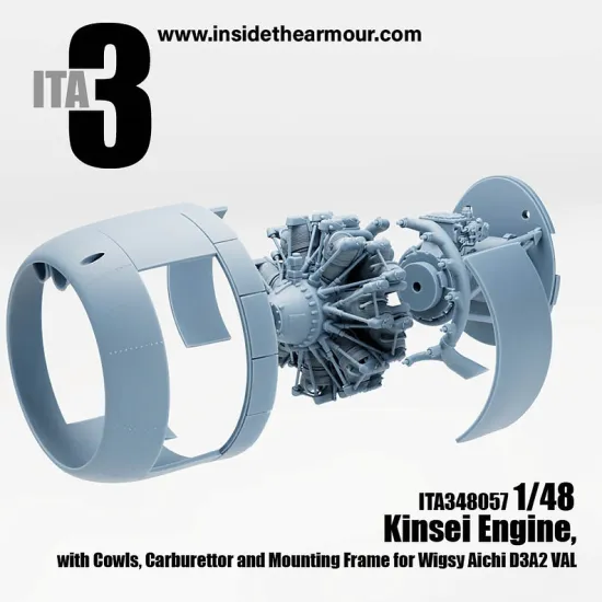Inside The Armor Ita348057 1/48 Kinsei Engine For Wingsy Kits Val, Cowls, Carburettor, Exhaust And Engine Mount