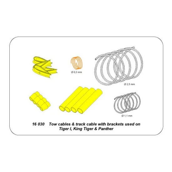 Tow cables and track cable with brackets used on Tiger I, King Tiger and Panther 1/16 Aber 16-030