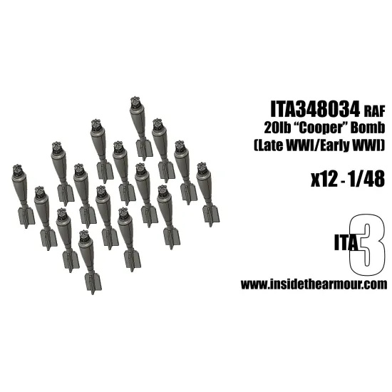 Inside The Armor Ita348034 1/48 Raf 20lb Bomb Wwi/Early Wwii X 12