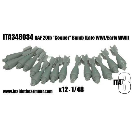 Inside The Armor Ita348034 1/48 Raf 20lb Bomb Wwi/Early Wwii X 12