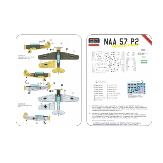 Lf Models Pe7292 1/72 Naa 57p-2 Luftwaffe Trainer 4x Plastic Kit