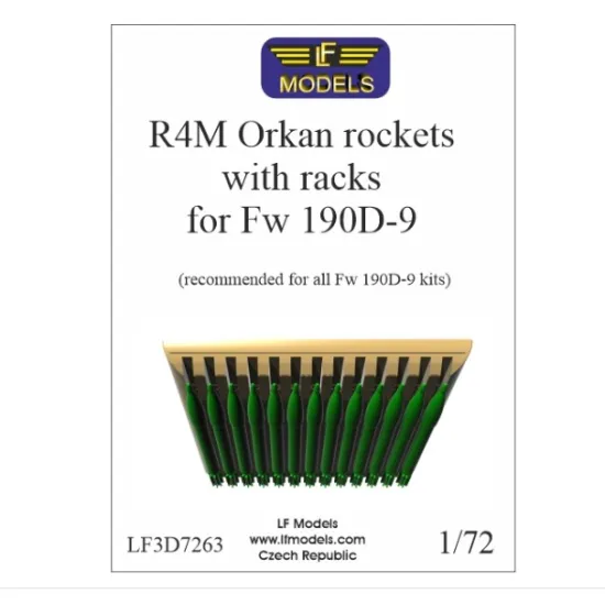 Lf Models 3d7263 1/72 R4m Orkan Rockets With Racks For Fw 190d-9 For All Fw 190d-9 Kits