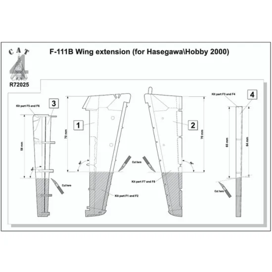 Cat4-r72025 1/72 F-111b Wing Extension For Hasegawa/Hobby2000 151970/71/72