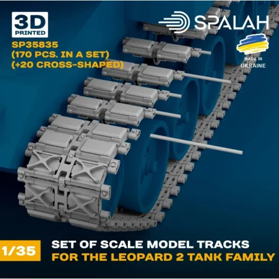 Spalah 35835 1/35 Set Of Scale Model Worcable Track Links For The Leopard 2 Tank Family 170 Pcs 20 Cross-shaped