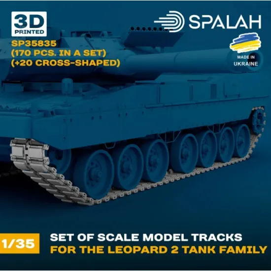 Spalah 35835 1/35 Set Of Scale Model Worcable Track Links For The Leopard 2 Tank Family 170 Pcs 20 Cross-shaped