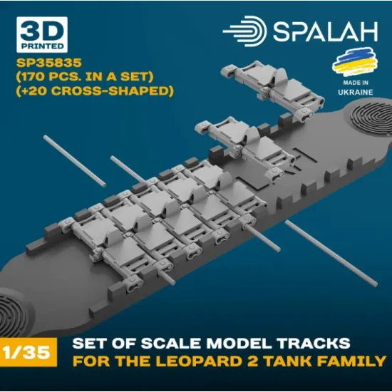 Spalah 35835 1/35 Set Of Scale Model Worcable Track Links For The Leopard 2 Tank Family 170 Pcs 20 Cross-shaped