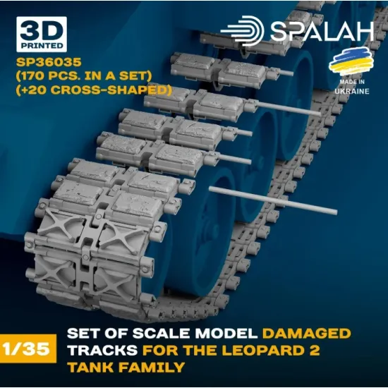 Spalah 36035 1/35 Set Of Scale Model Damaged Track Links For The Leopard 2 Tank Family 170 Pcs 20 Cross-shaped