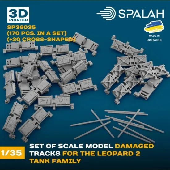 Spalah 36035 1/35 Set Of Scale Model Damaged Track Links For The Leopard 2 Tank Family 170 Pcs 20 Cross-shaped