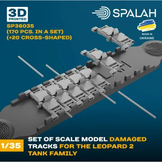 Spalah 36035 1/35 Set Of Scale Model Damaged Track Links For The Leopard 2 Tank Family 170 Pcs 20 Cross-shaped