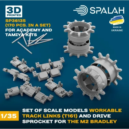 Spalah 36135 1/35 Set Of Scale Models Workable Track Links T161 With M2 Bradley Drive Sprocket For Academy And Tamiya Kits 170 Pcs