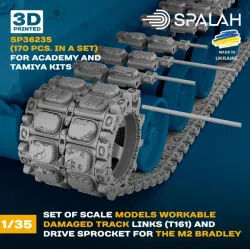 Spalah 36235 1/35 Scale Model Set Damaged Workable Track Links T161 With M2 Bradley Drive Sprocket For Academy And Tamiya Kits 170 Pcs