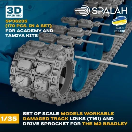 Spalah 36235 1/35 Scale Model Set Damaged Workable Track Links T161 With M2 Bradley Drive Sprocket For Academy And Tamiya Kits 170 Pcs