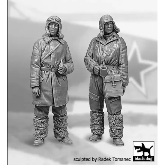 Black Dog F32187 1/32 Soviet Fighter Pilots Winter Ww 2 Resin Figures Kit