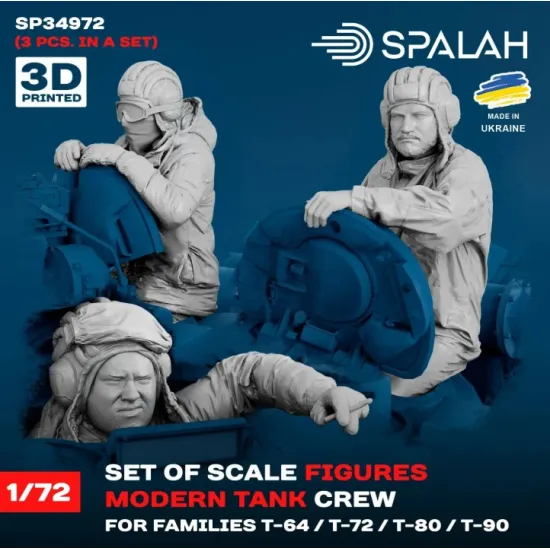 Spalah 34972 1/72 Set of figures Мodern tank crew for families T-64 T-72 T-80 T-90 3 psc