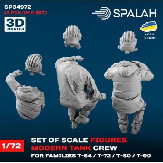 Spalah 34972 1/72 Set of figures Мodern tank crew for families T-64 T-72 T-80 T-90 3 psc