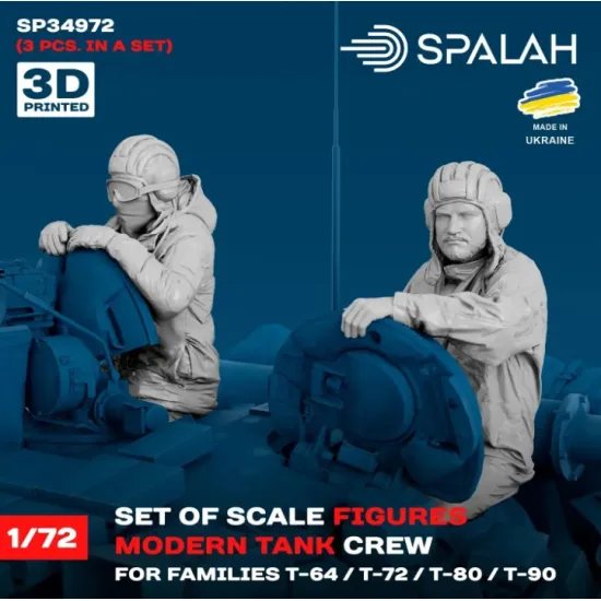 Spalah 34972 1/72 Set of figures Мodern tank crew for families T-64 T-72 T-80 T-90 3 psc