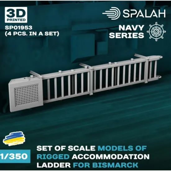 Spalah 01953 1/350 Set Of Scale Models Rigged Accommodation Ladders For Bismarck 4 Pcs