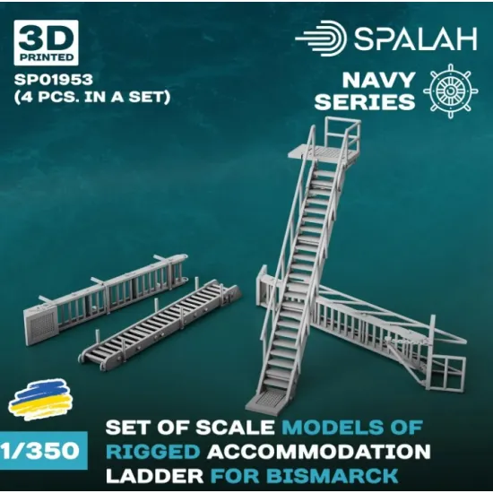 Spalah 01953 1/350 Set Of Scale Models Rigged Accommodation Ladders For Bismarck 4 Pcs